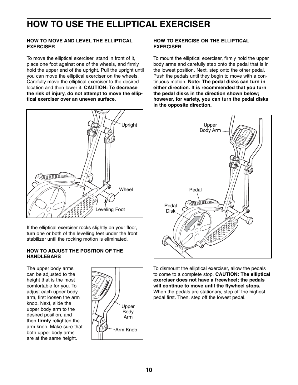 How to use the elliptical exerciser | ProForm 330 PFEL3226.0 User Manual | Page 10 / 20