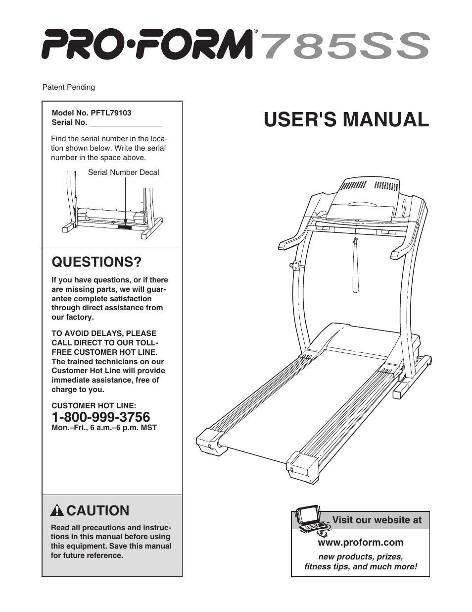 ProForm 785ss PFTL79103 User Manual | 30 pages