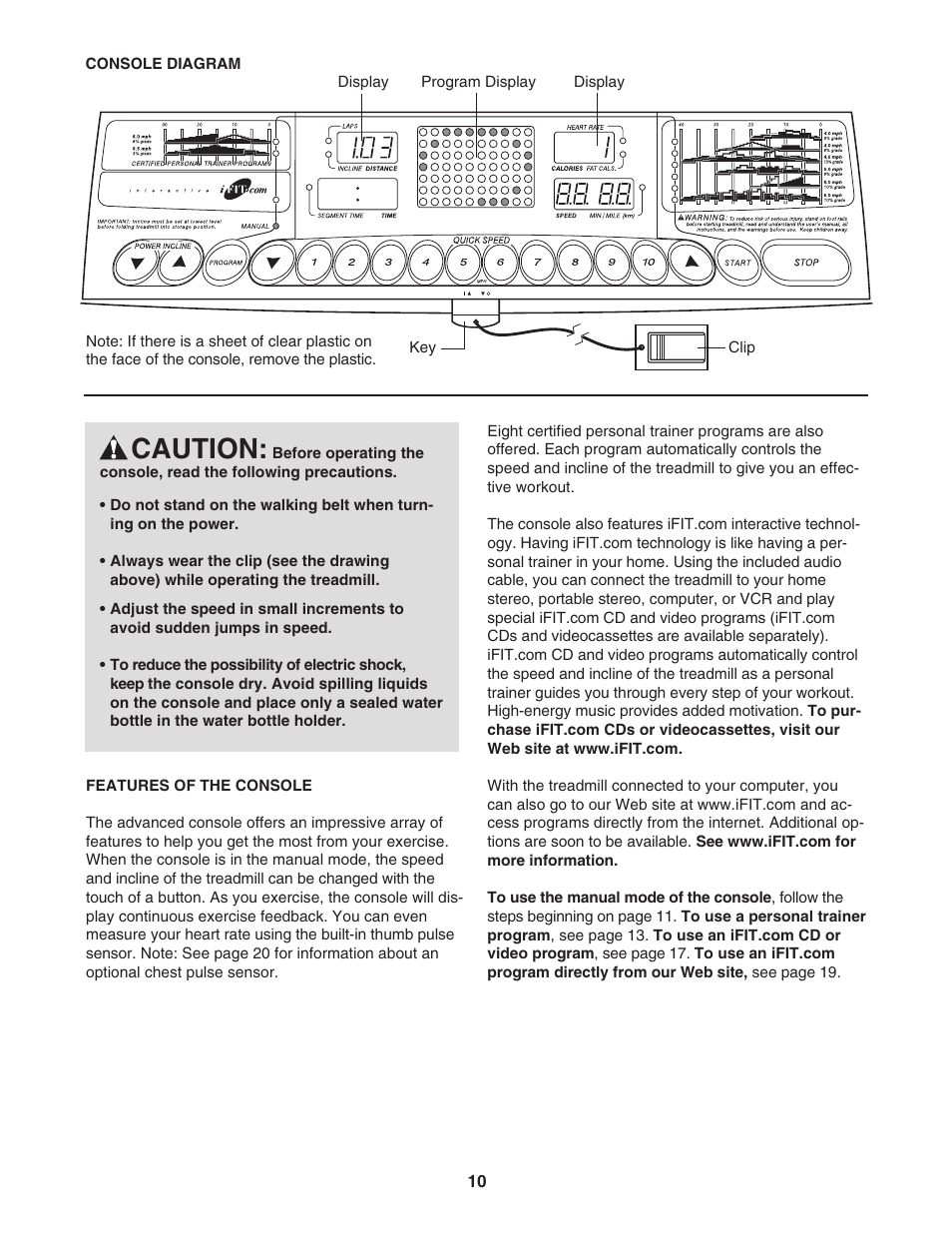 Caution | ProForm 785ss PFTL79103 User Manual | Page 10 / 30
