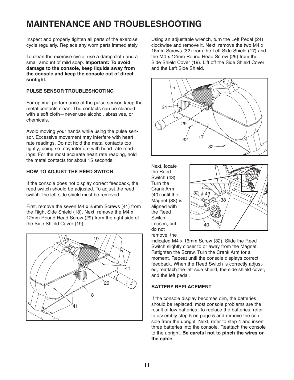 Maintenance and troubleshooting | ProForm SR 20 User Manual | Page 11 / 16