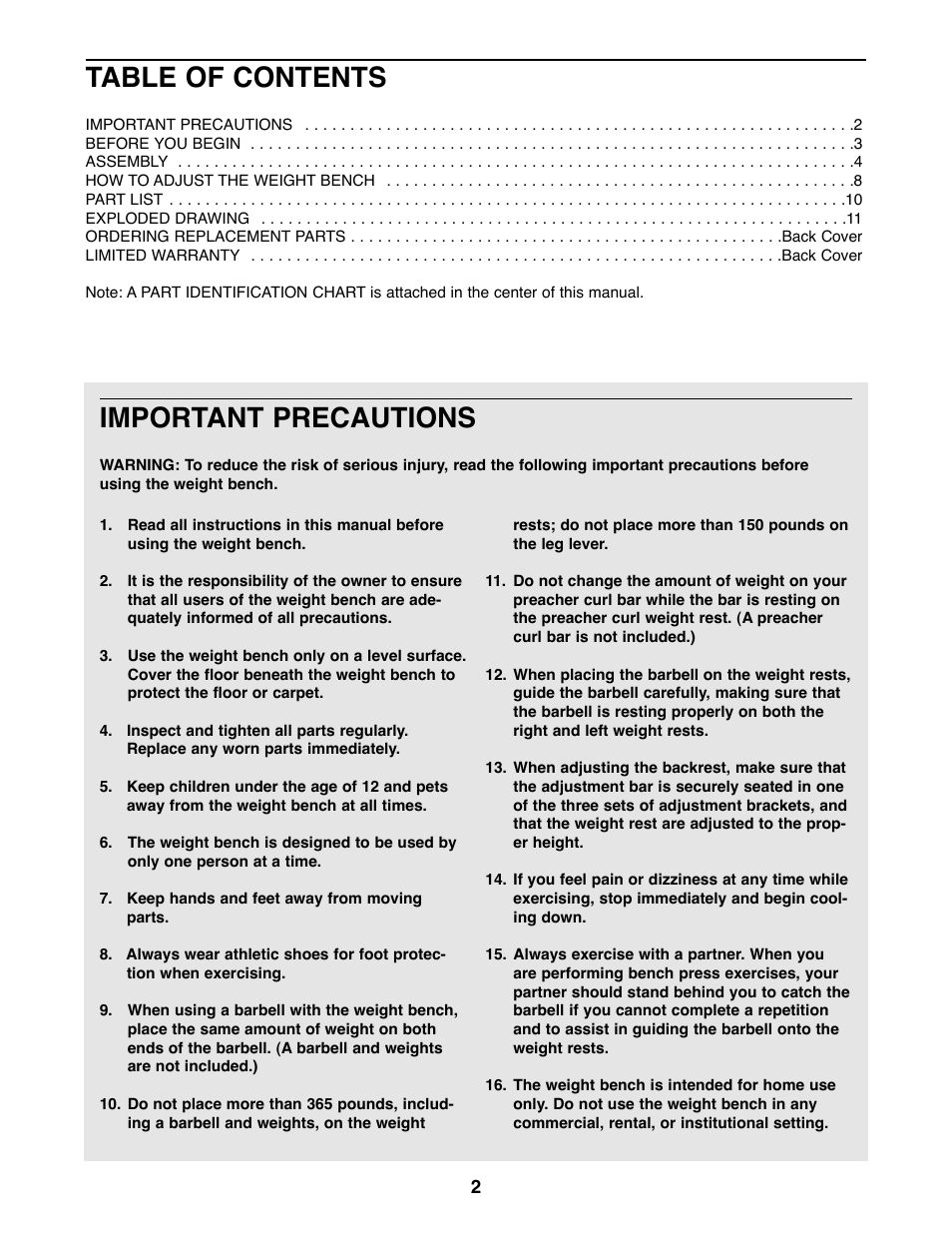 ProForm PFBE30790 User Manual | Page 2 / 14