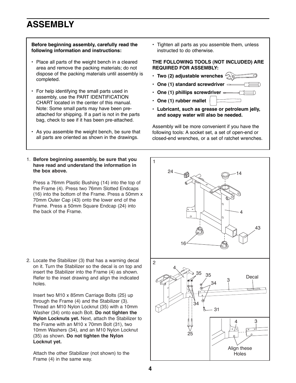 Assembly | ProForm PFBE30790 User Manual | Page 4 / 14
