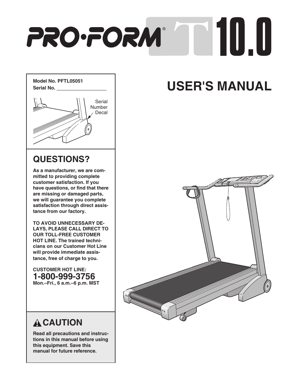 ProForm T10.0 PFTL05051 User Manual | 26 pages