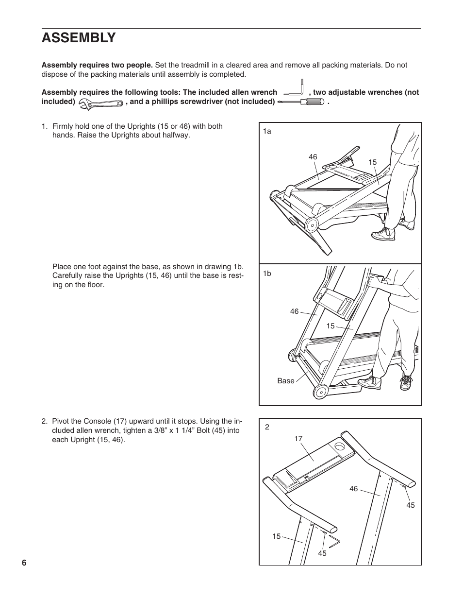 Assembly | ProForm T10.0 PFTL05051 User Manual | Page 6 / 26