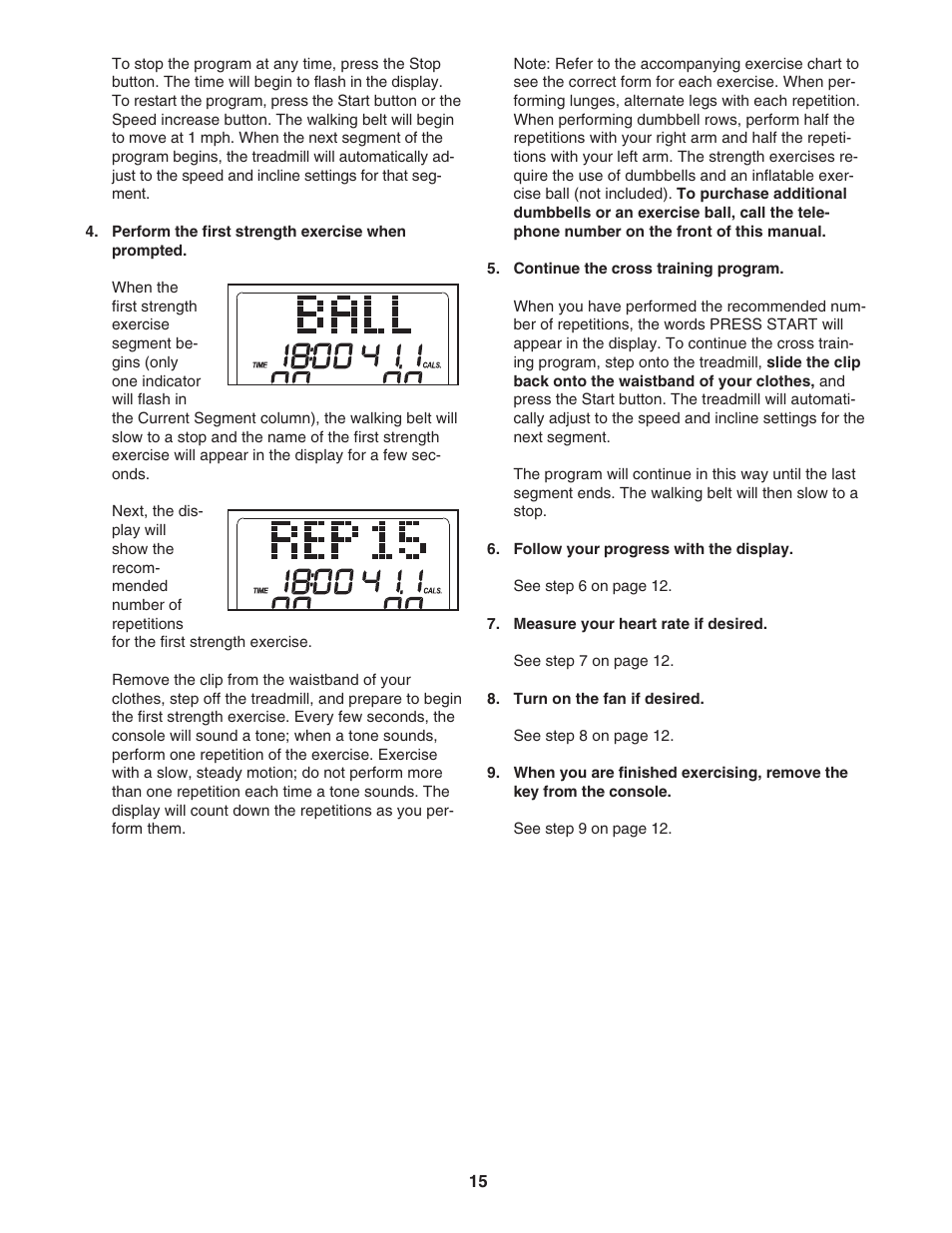 ProForm CrossTrainer PFTL57507.0 User Manual | Page 15 / 28