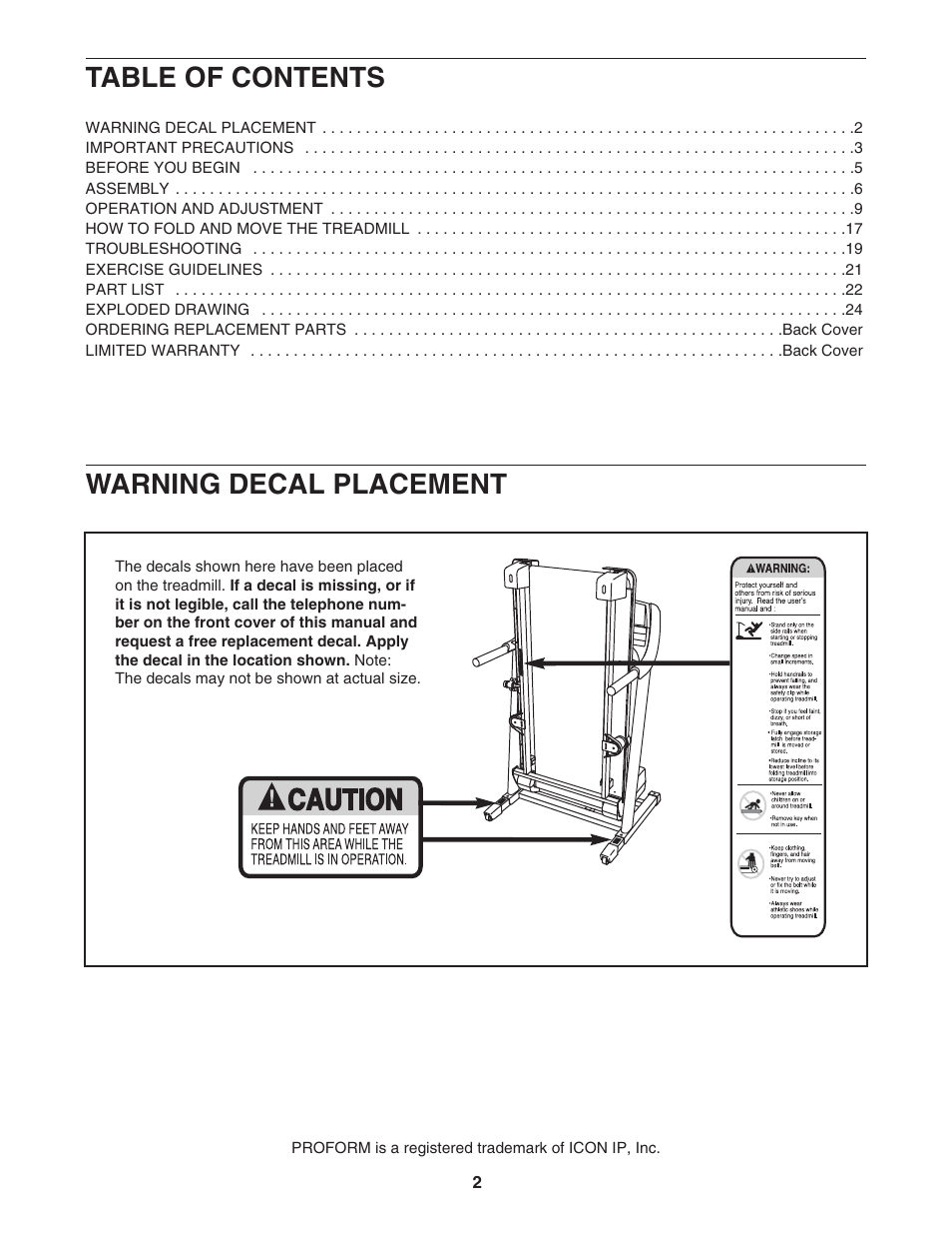 ProForm CrossTrainer PFTL57507.0 User Manual | Page 2 / 28