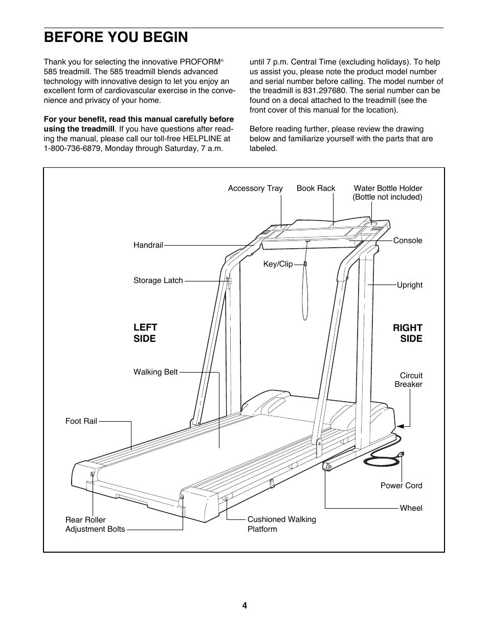 Before you begin | ProForm 831.297680 User Manual | Page 4 / 18