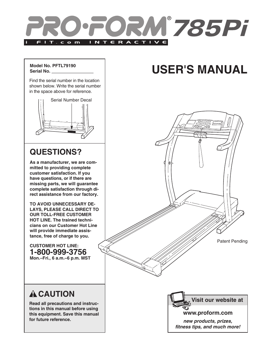 ProForm 785Pi PFTL79190 User Manual | 26 pages