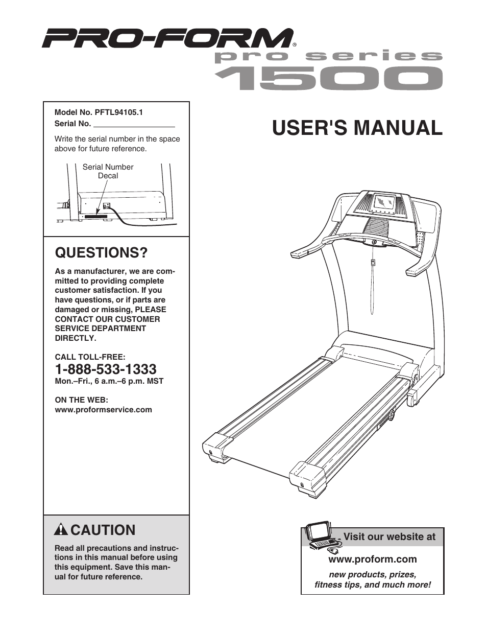 ProForm 1500 PFTL94105.1 User Manual | 30 pages