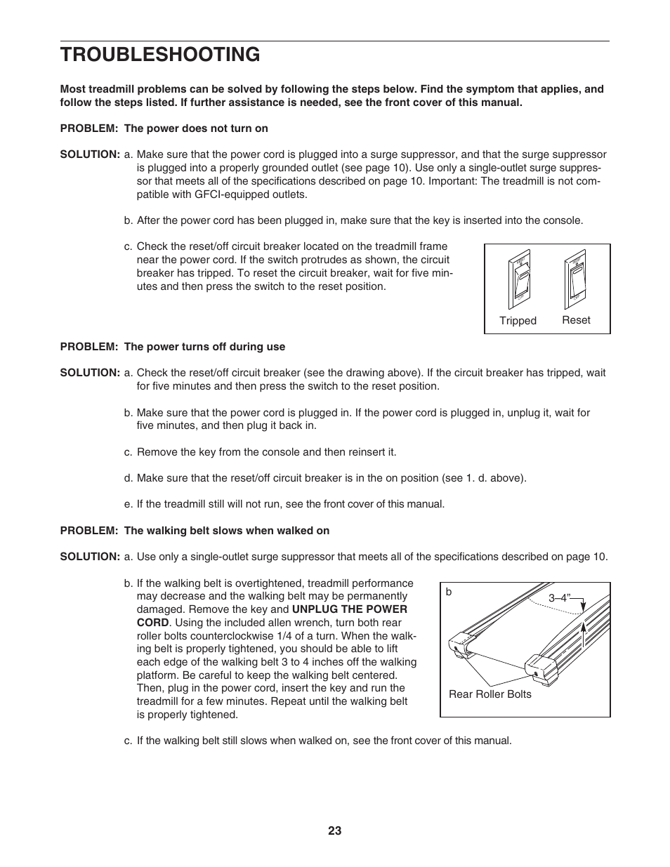 Troubleshooting | ProForm 1500 PFTL94105.1 User Manual | Page 23 / 30