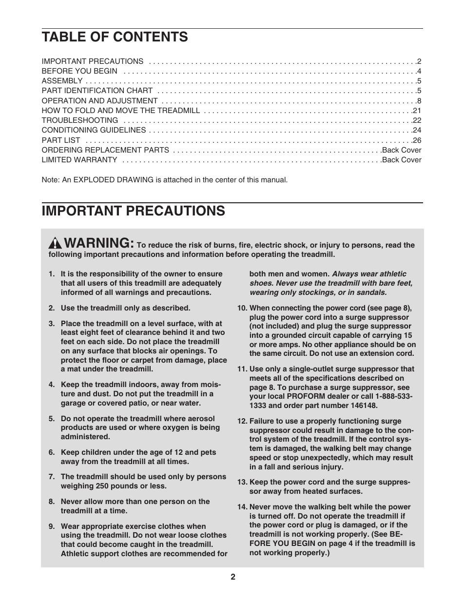 ProForm PFTL79022 User Manual | Page 2 / 30