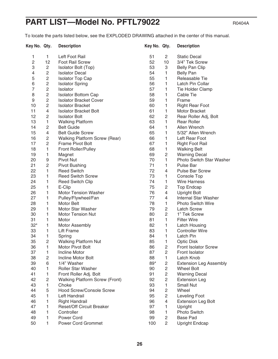 ProForm PFTL79022 User Manual | Page 26 / 30