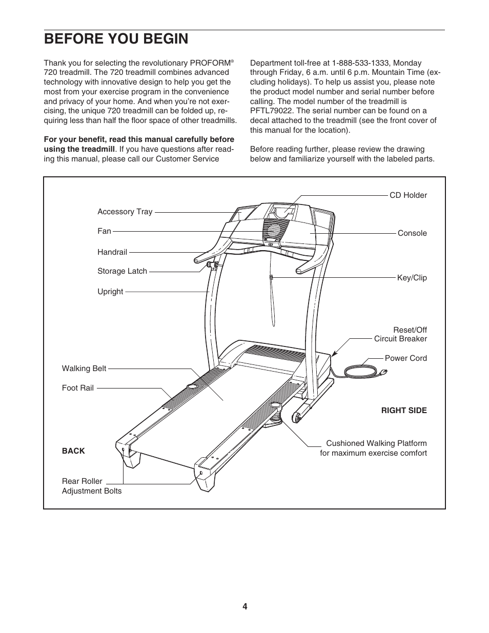 Before you begin | ProForm PFTL79022 User Manual | Page 4 / 30