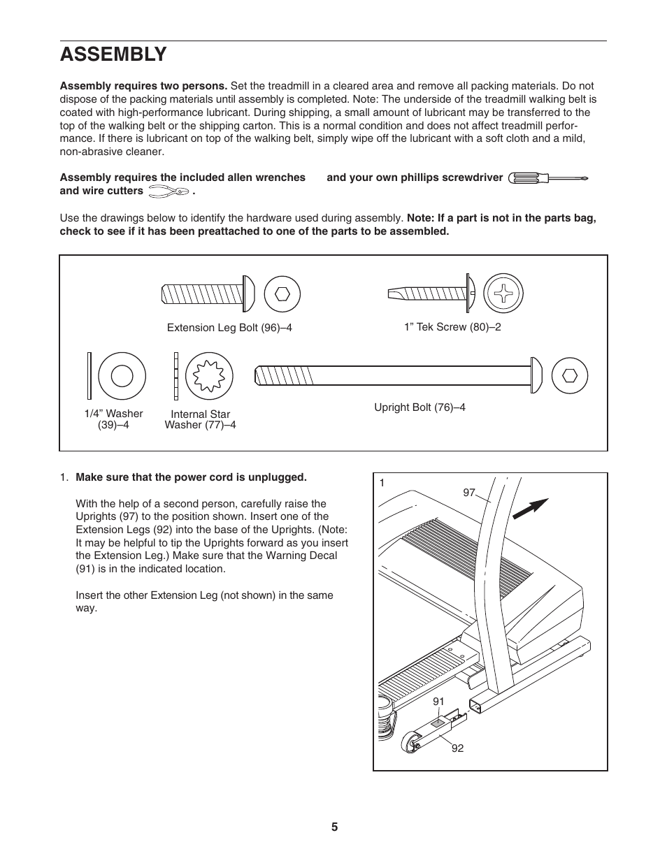Assembly | ProForm PFTL79022 User Manual | Page 5 / 30