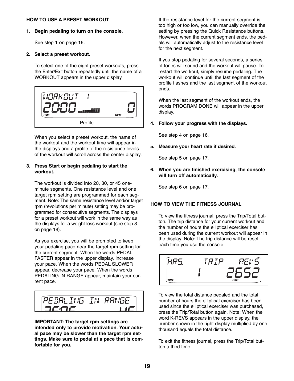 ProForm PFEL05807.0 User Manual | Page 19 / 28