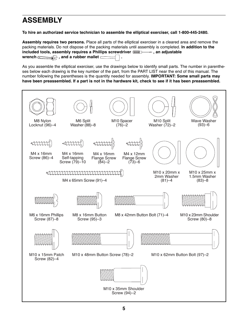 Assembly | ProForm PFEL05807.0 User Manual | Page 5 / 28