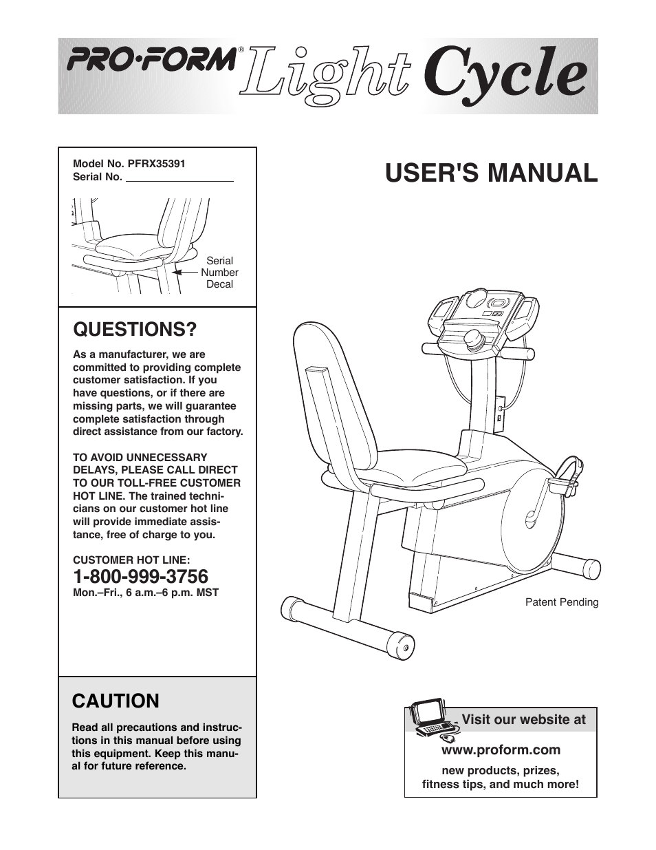 ProForm PFRX35391 User Manual | 20 pages