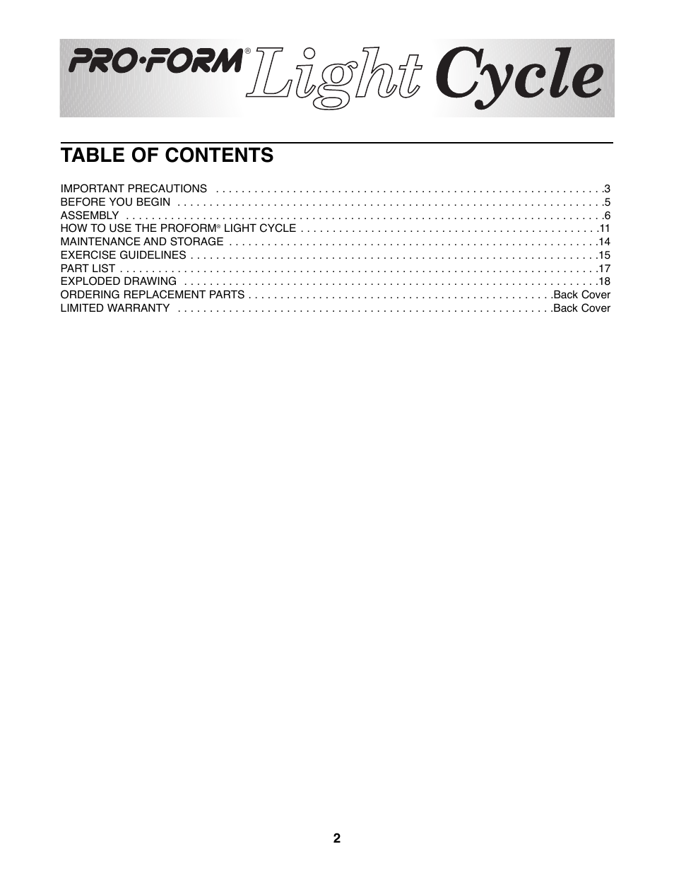 ProForm PFRX35391 User Manual | Page 2 / 20