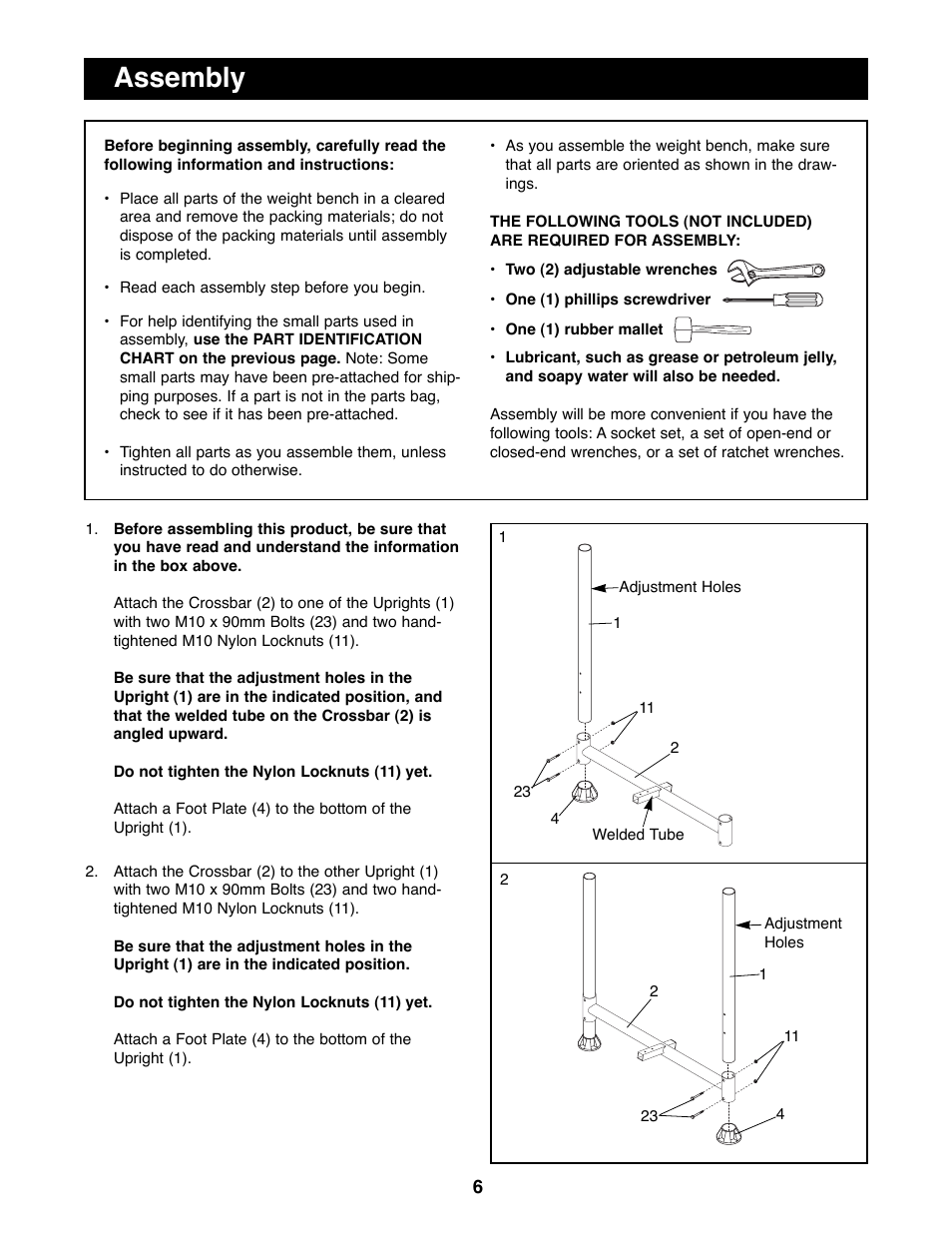 Assembly | ProForm PFBE19000 User Manual | Page 6 / 19