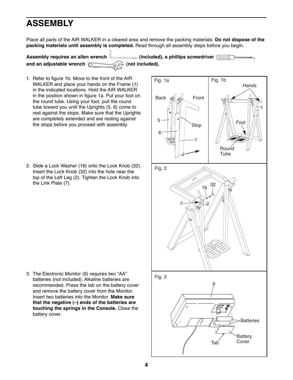 Assembly | ProForm PFAW75072 User Manual | Page 4 / 12