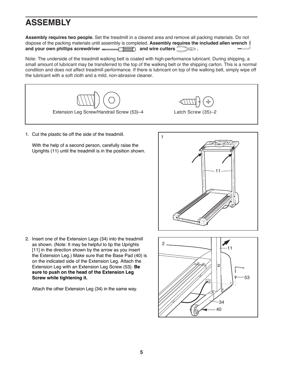 Assembly | ProForm 831.299400 User Manual | Page 5 / 18