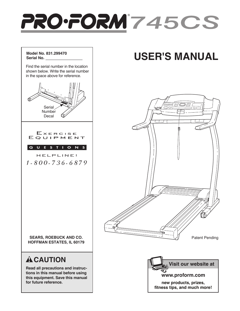 ProForm 745CS 831.299470 User Manual | 30 pages