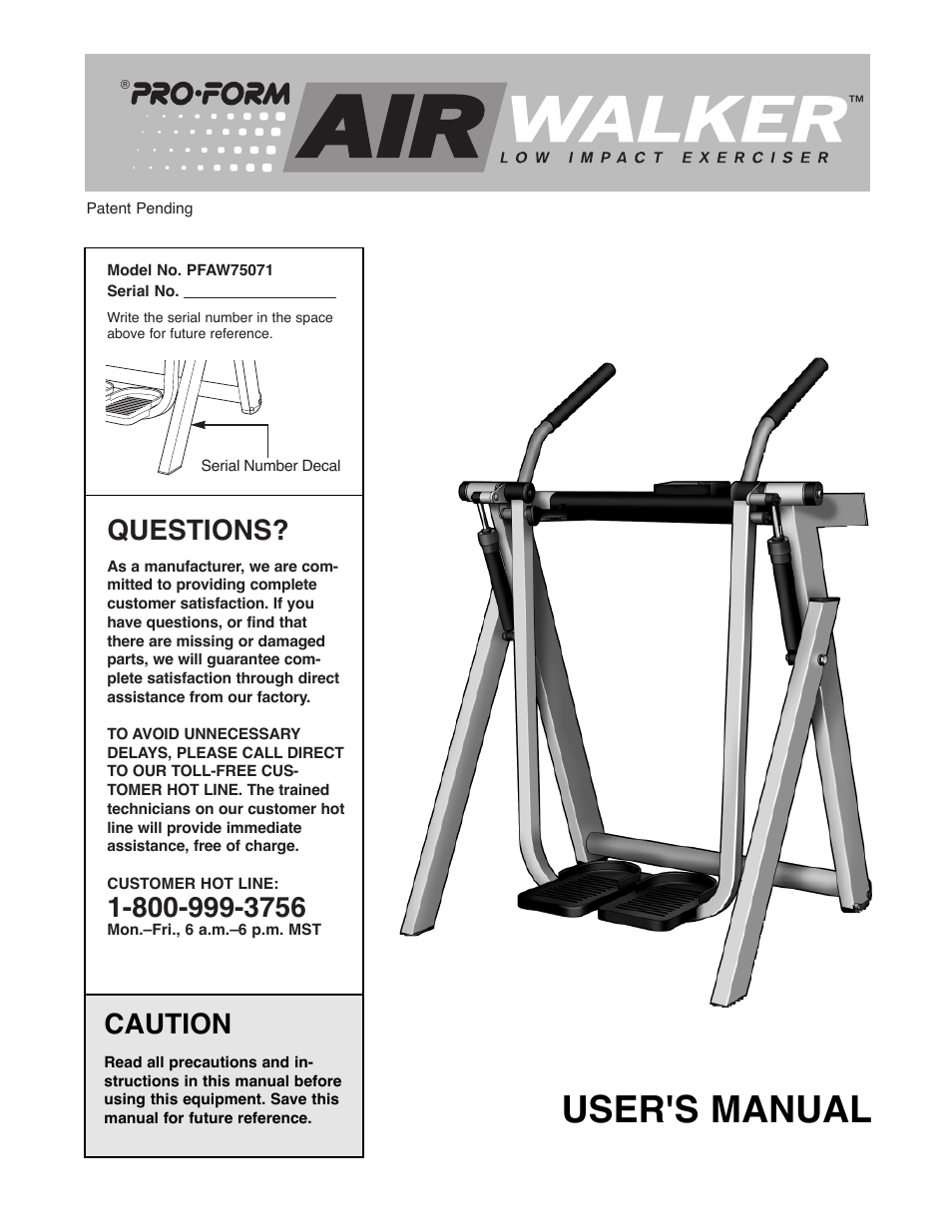 ProForm PFAW75071 User Manual | 12 pages