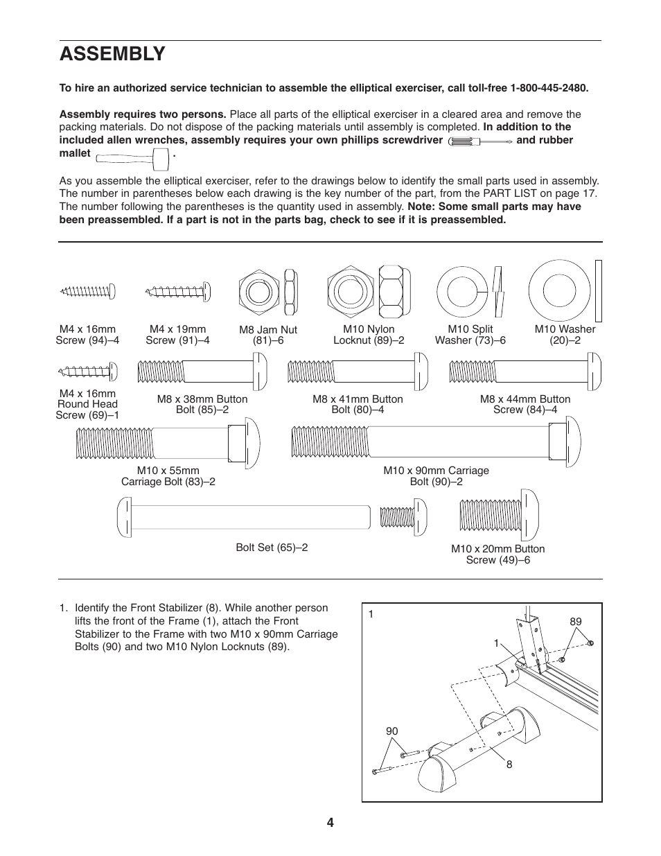 Assembly | ProForm PFEL5055 User Manual | Page 4 / 20