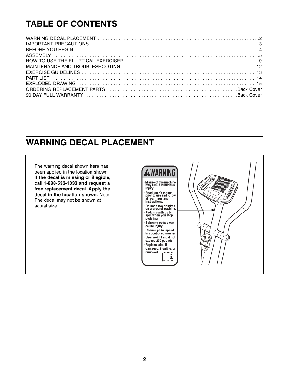 ProForm 15.5 s 831.28622.1 User Manual | Page 2 / 16