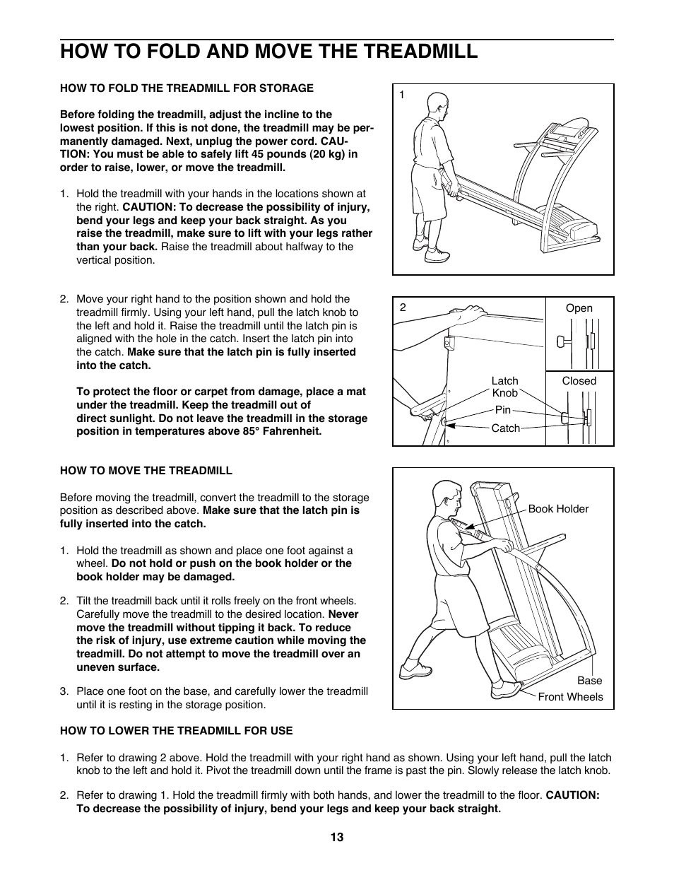 How to fold and move the treadmill | ProForm 831.298301 User Manual | Page 13 / 22