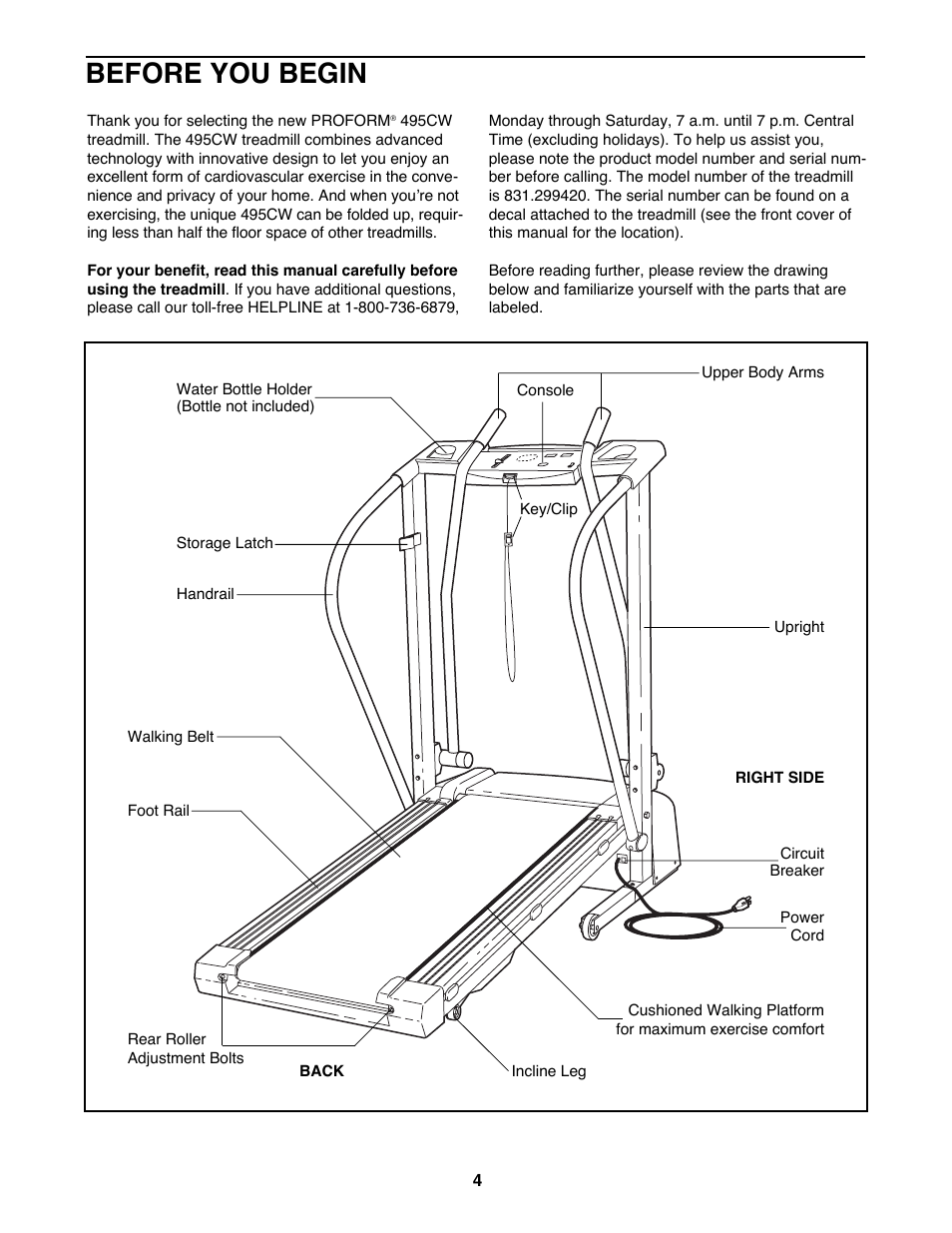 Before you begin | ProForm 831.299420 User Manual | Page 4 / 18