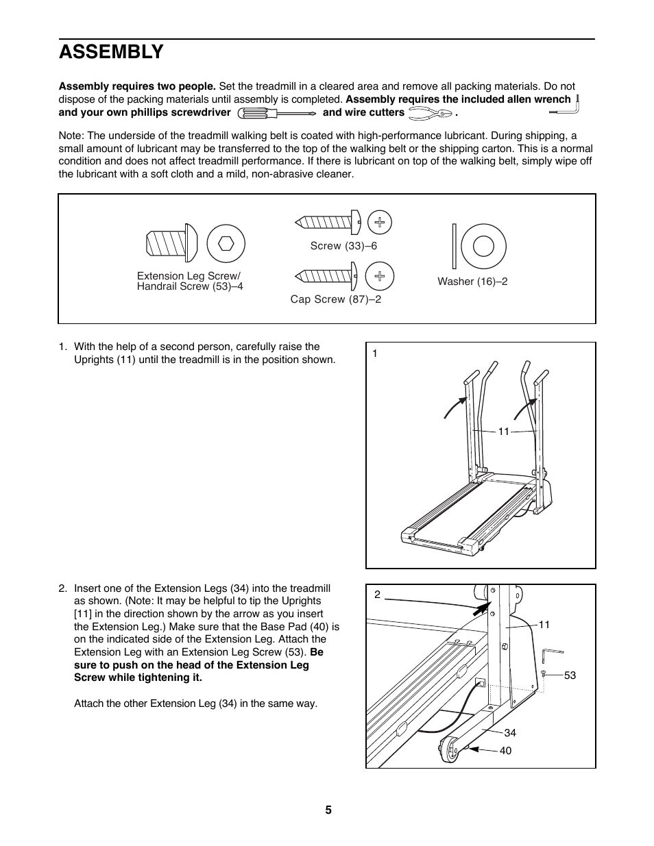 Assembly | ProForm 831.299420 User Manual | Page 5 / 18