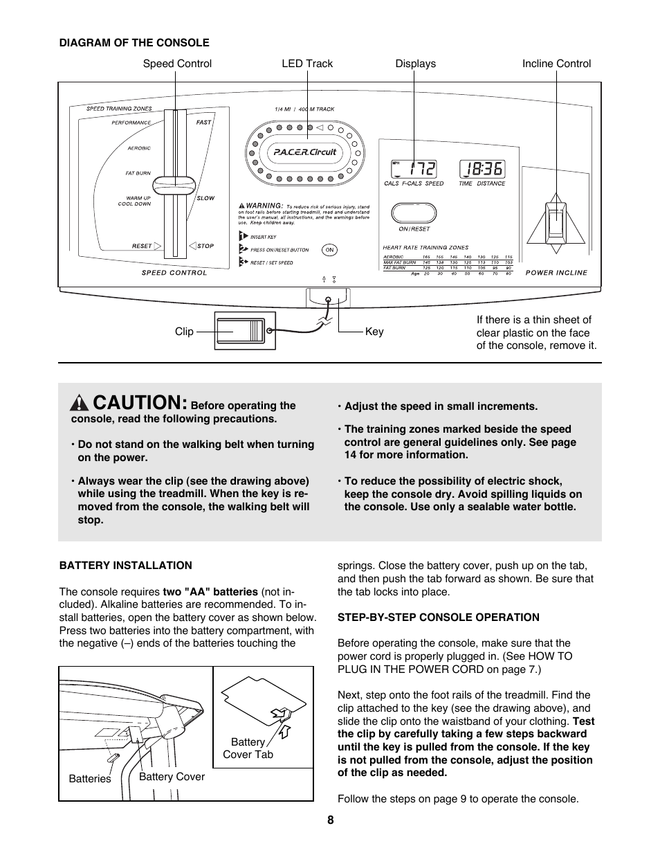 Caution | ProForm 831.299420 User Manual | Page 8 / 18