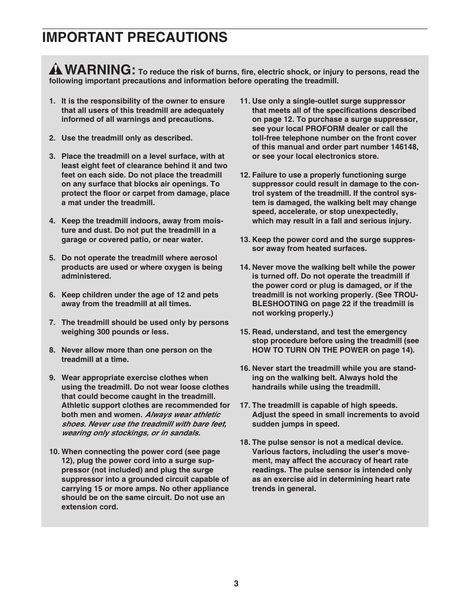 Warning, Important precautions | ProForm C 525 PFTL49406.1 User Manual | Page 3 / 32