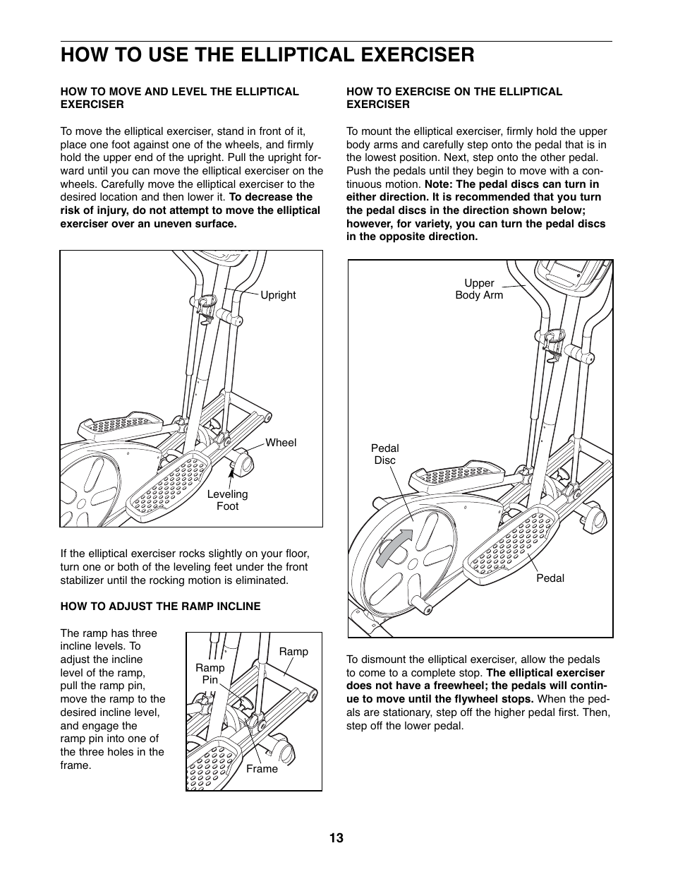 How to use the elliptical exerciser | ProForm PFEL73207.0 User Manual | Page 13 / 24