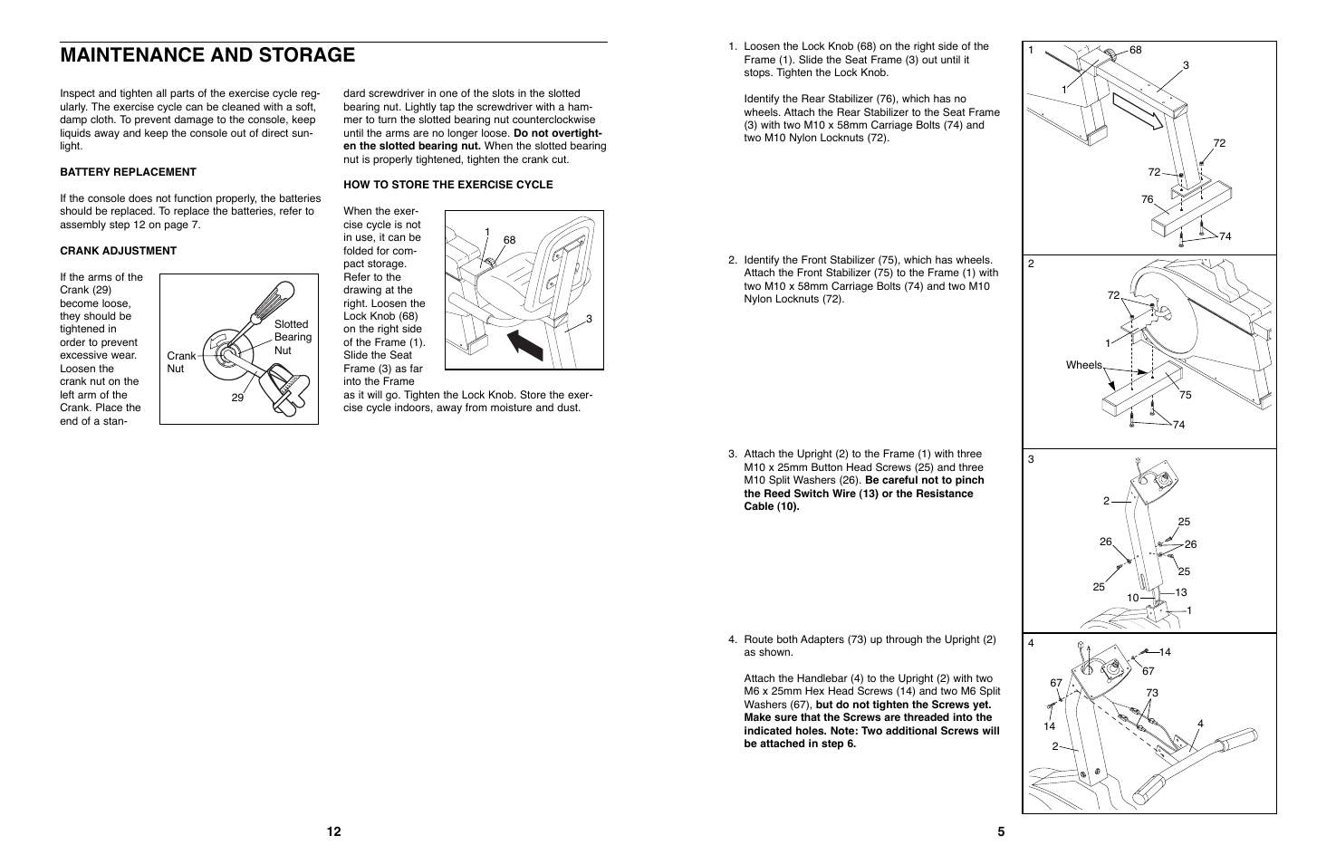 Maintenance and storage | ProForm PFEX97573 User Manual | Page 5 / 8