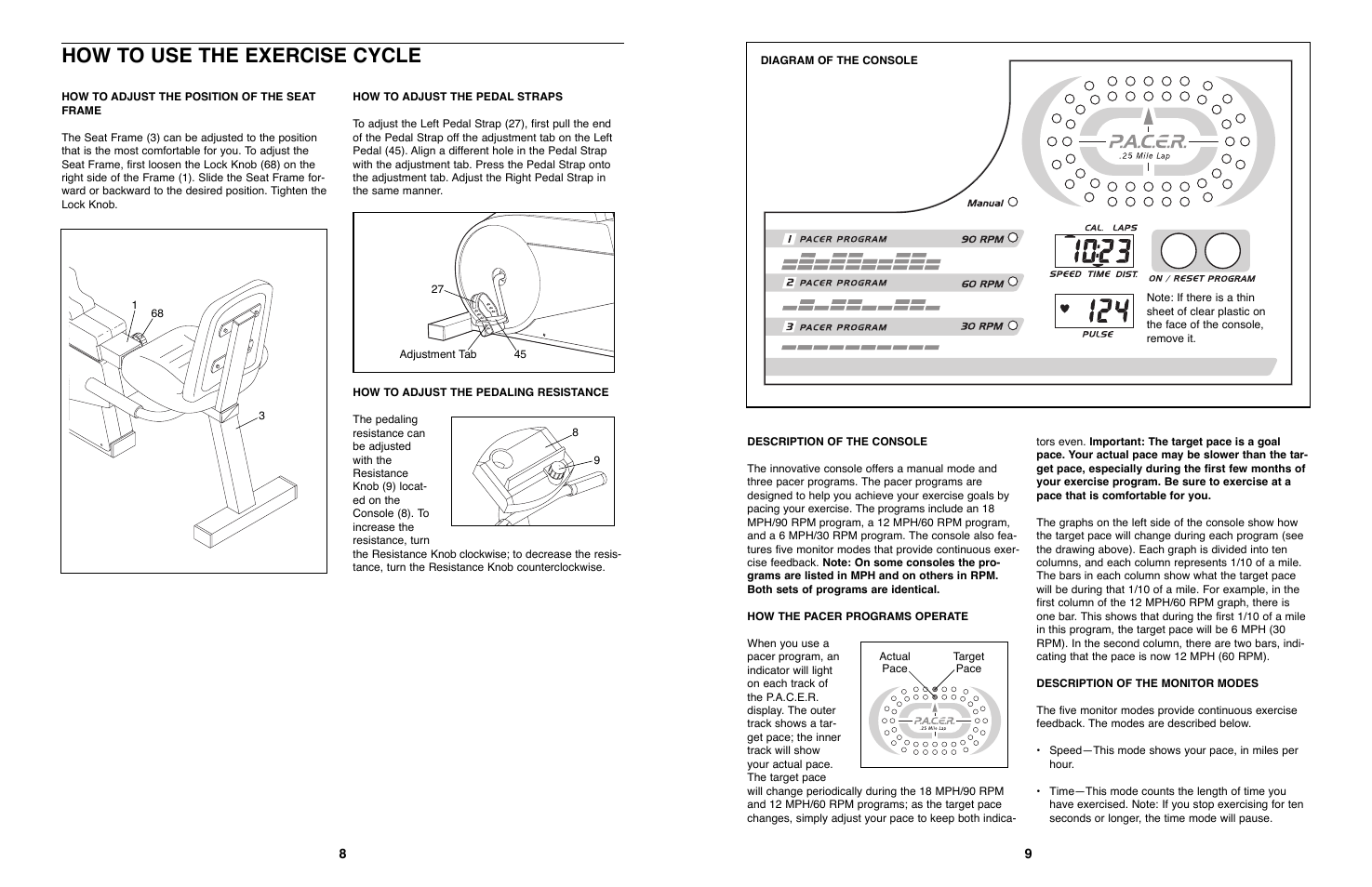 How to use the exercise cycle | ProForm PFEX97573 User Manual | Page 8 / 8