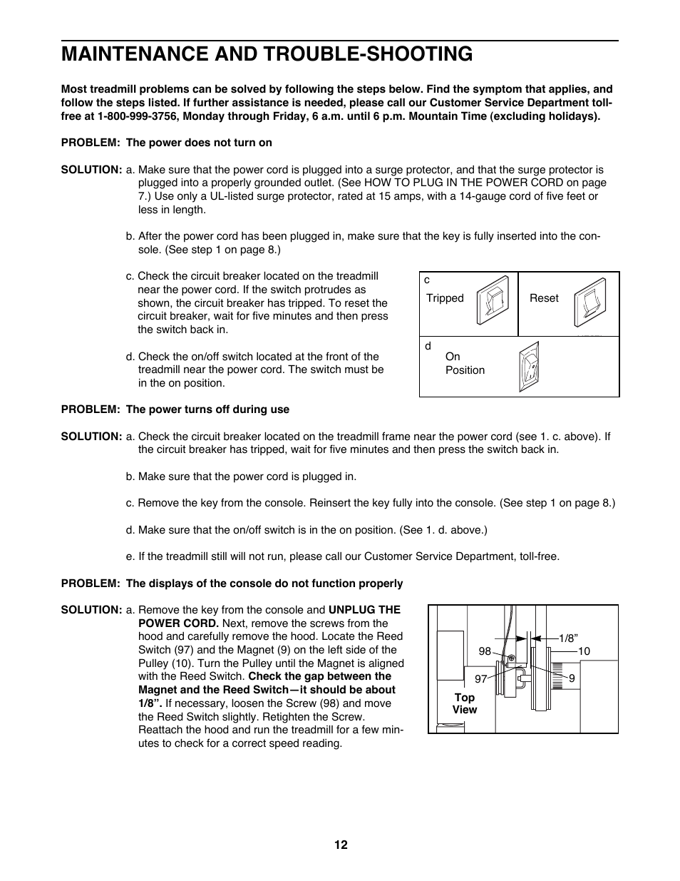 Maintenance and trouble-shooting | ProForm 625EX User Manual | Page 12 / 18