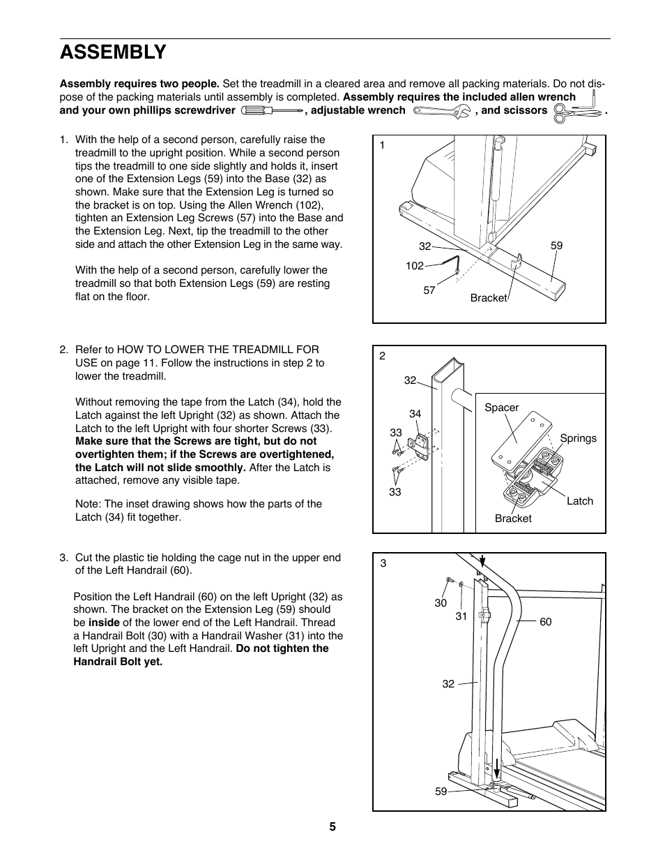 Assembly | ProForm 625EX User Manual | Page 5 / 18