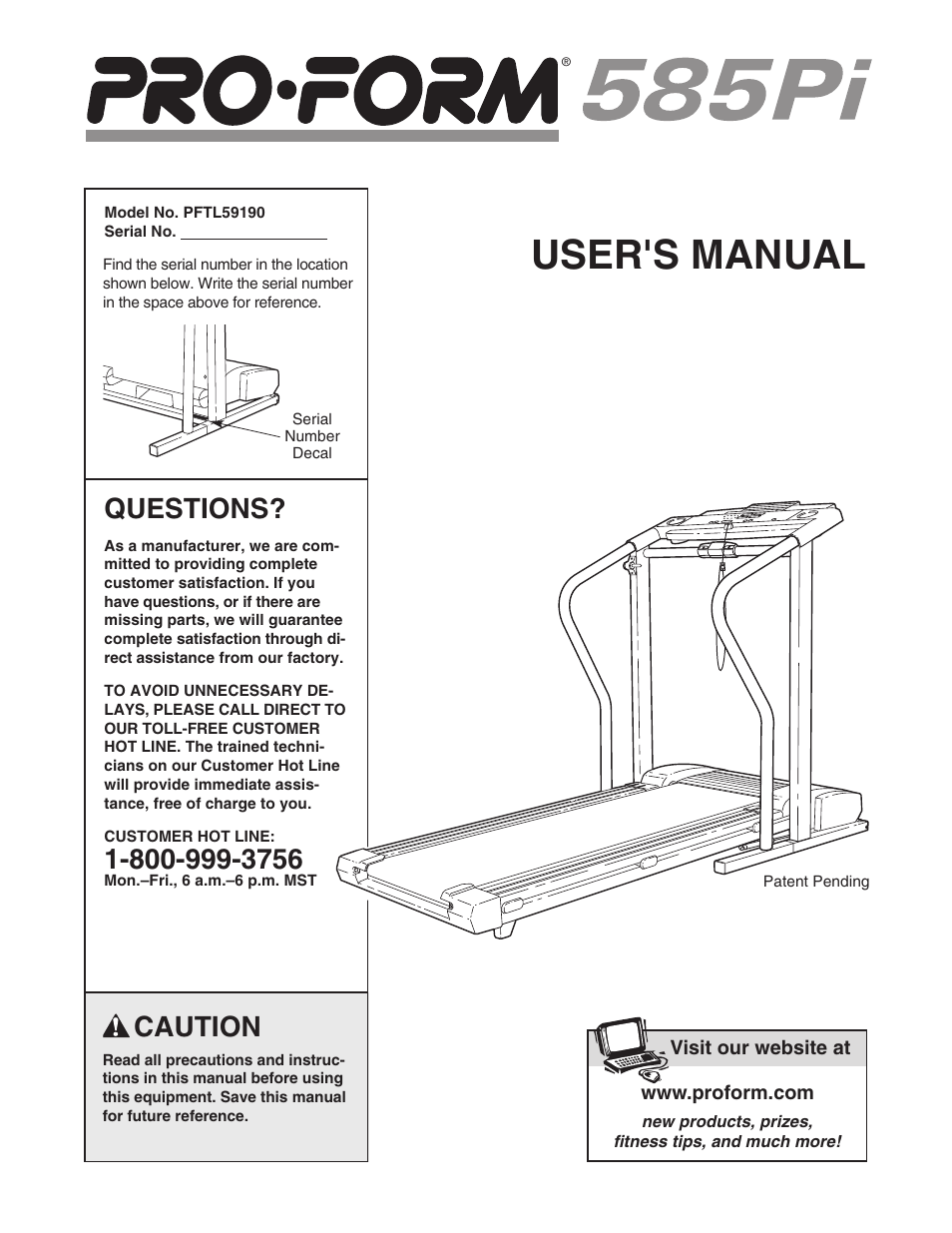 ProForm 585 PI User Manual | 26 pages