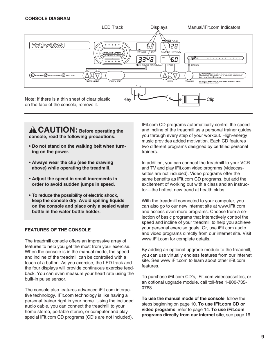 Caution | ProForm 585 PI User Manual | Page 9 / 26