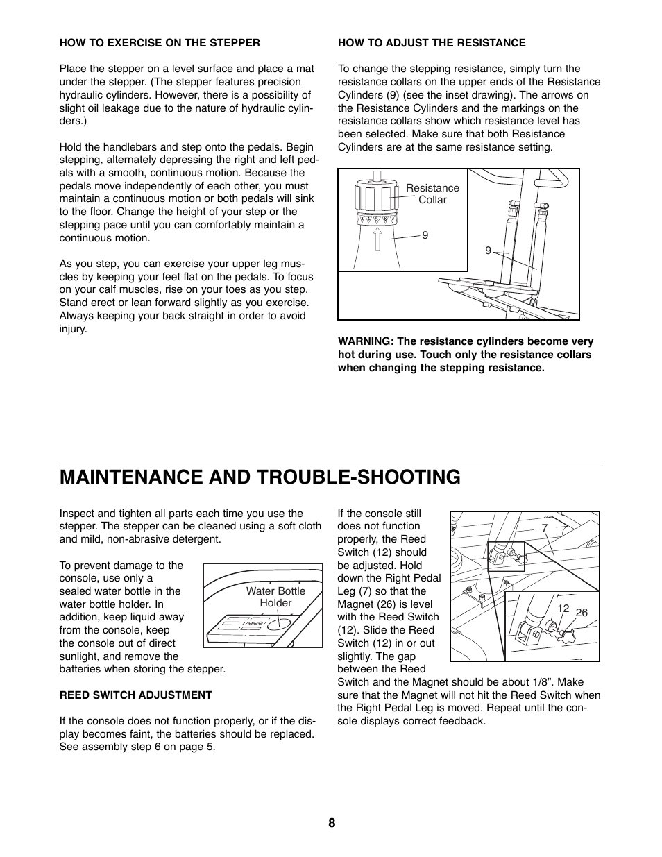 Maintenance and trouble-shooting | ProForm PFST51080 User Manual | Page 8 / 12