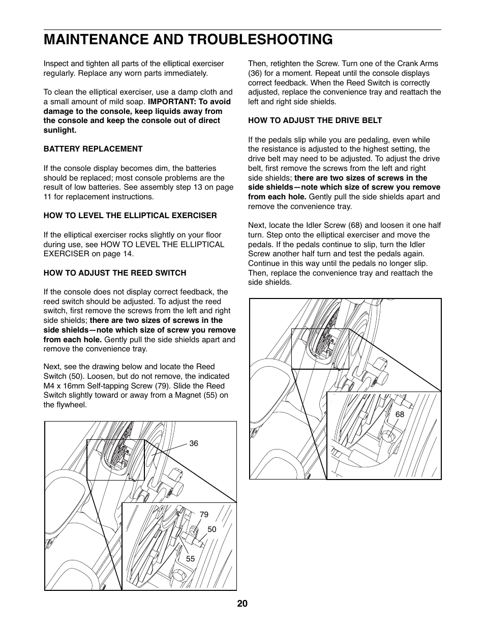 Maintenance and troubleshooting | ProForm PFEL05807 User Manual | Page 20 / 28