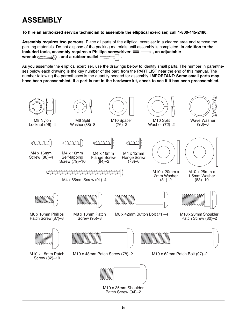 Assembly | ProForm PFEL05807 User Manual | Page 5 / 28
