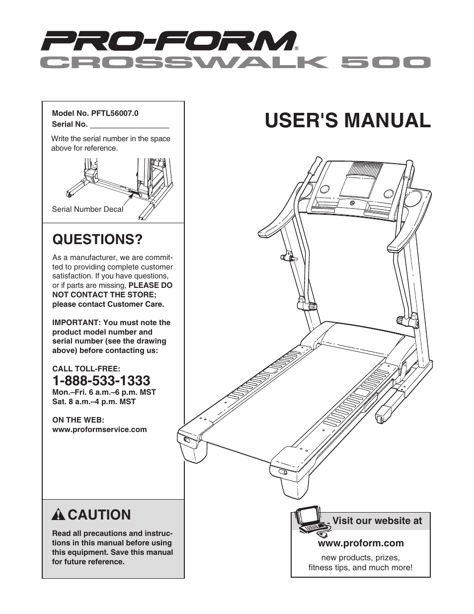 ProForm Crosswalk PFTL56007.0 User Manual | 36 pages