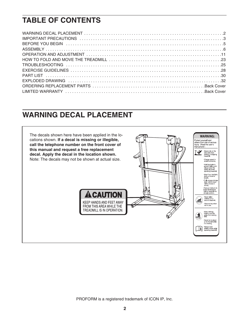 ProForm Crosswalk PFTL56007.0 User Manual | Page 2 / 36