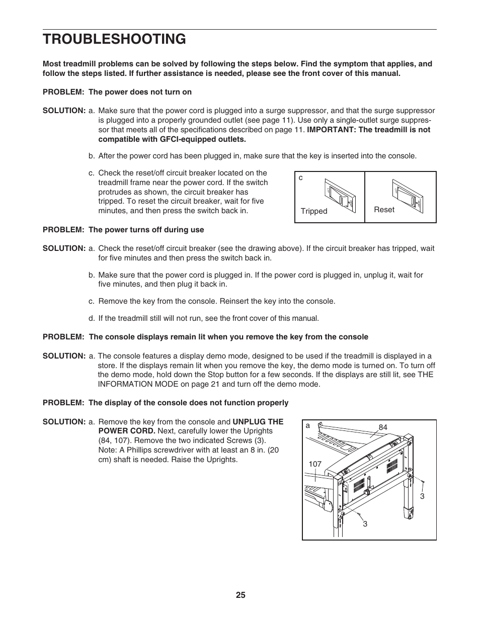 Troubleshooting | ProForm Crosswalk PFTL56007.0 User Manual | Page 25 / 36