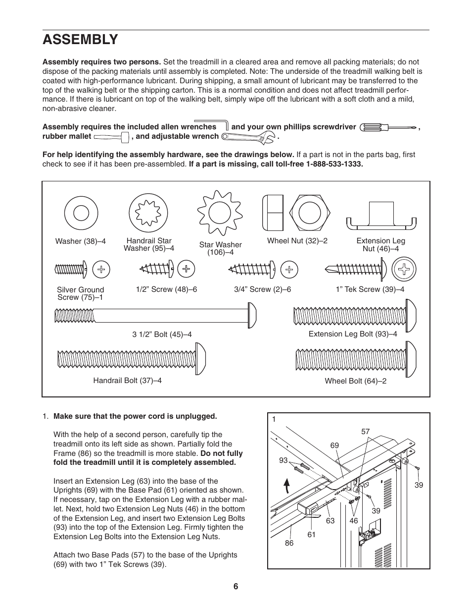 Assembly | ProForm Crosswalk 831.29623.0 User Manual | Page 6 / 22