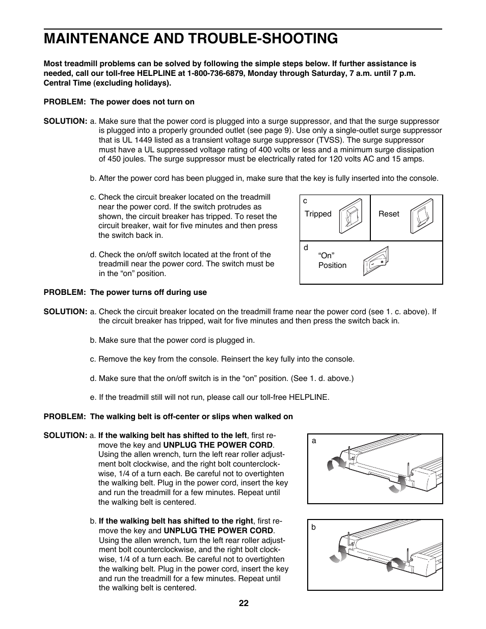 Maintenance and trouble-shooting | ProForm 831.297782 User Manual | Page 22 / 30