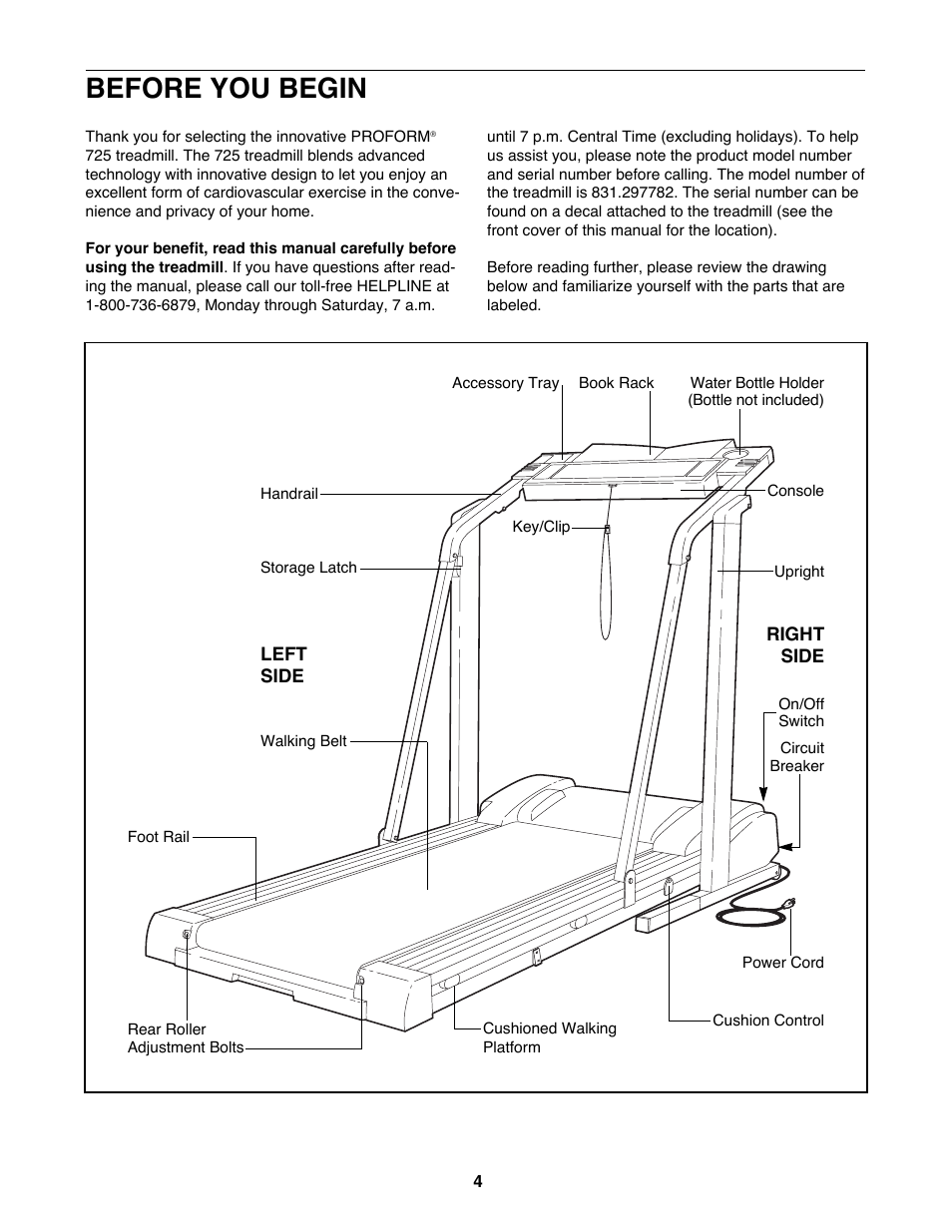 Before you begin | ProForm 831.297782 User Manual | Page 4 / 30